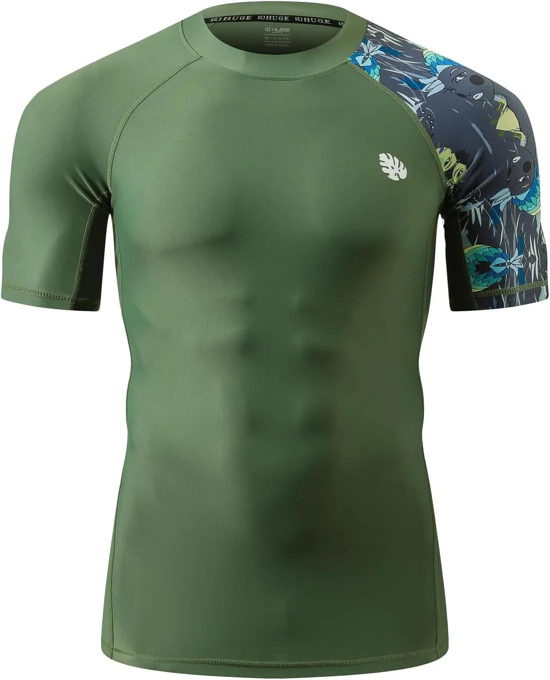 ADOREISM Men's Rash Guard Short Sleeve Quick-Dry UPF 50  Sun Protection Compression Swim Shirts for Men