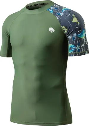 ADOREISM Men's Rash Guard Short Sleeve Quick-Dry UPF 50  Sun Protection Compression Swim Shirts for Men