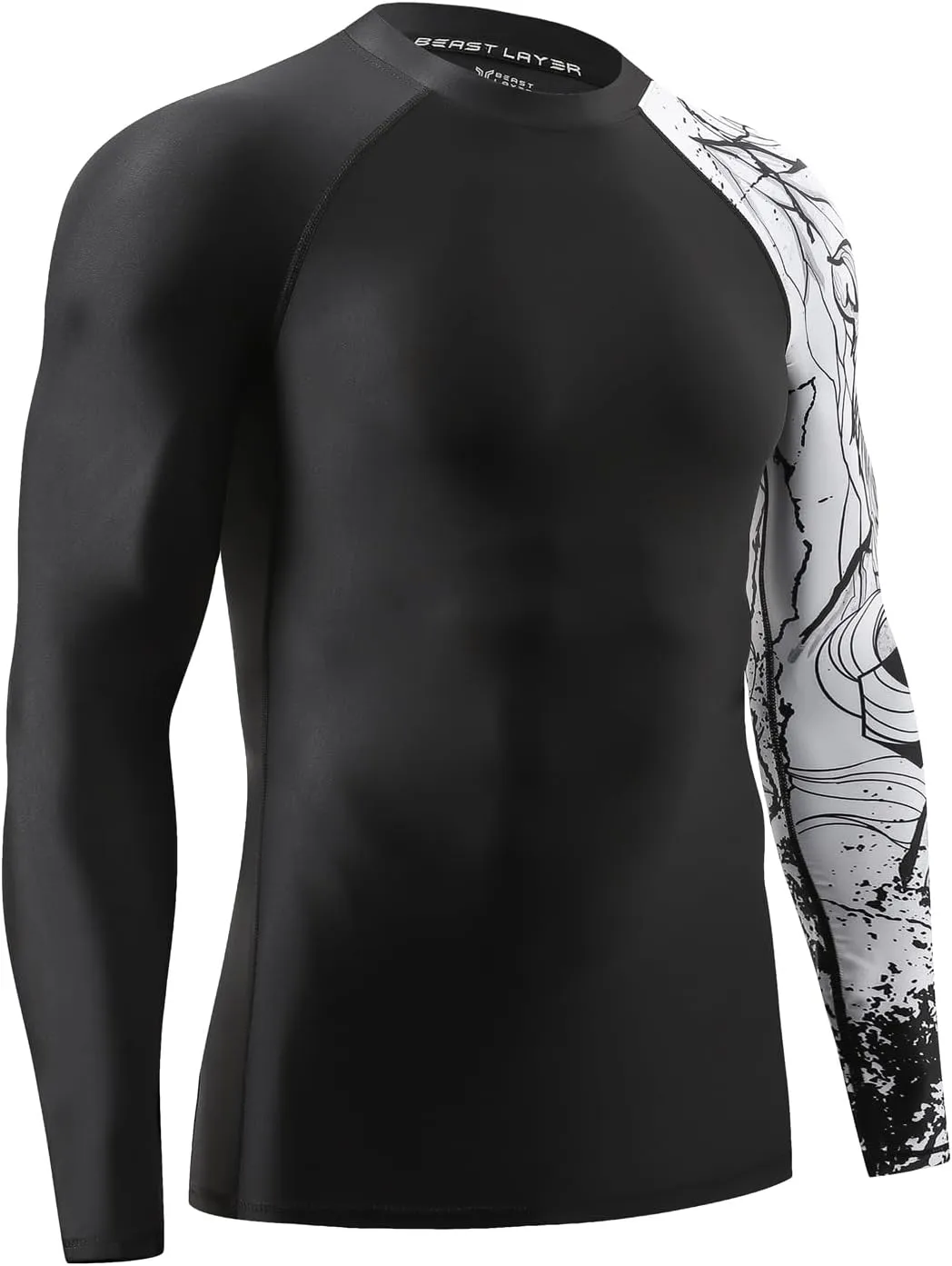 ADOREISM Quick-Dry Men's Long Sleeve Rash Guard UPF 50  Compression Swim Shirt