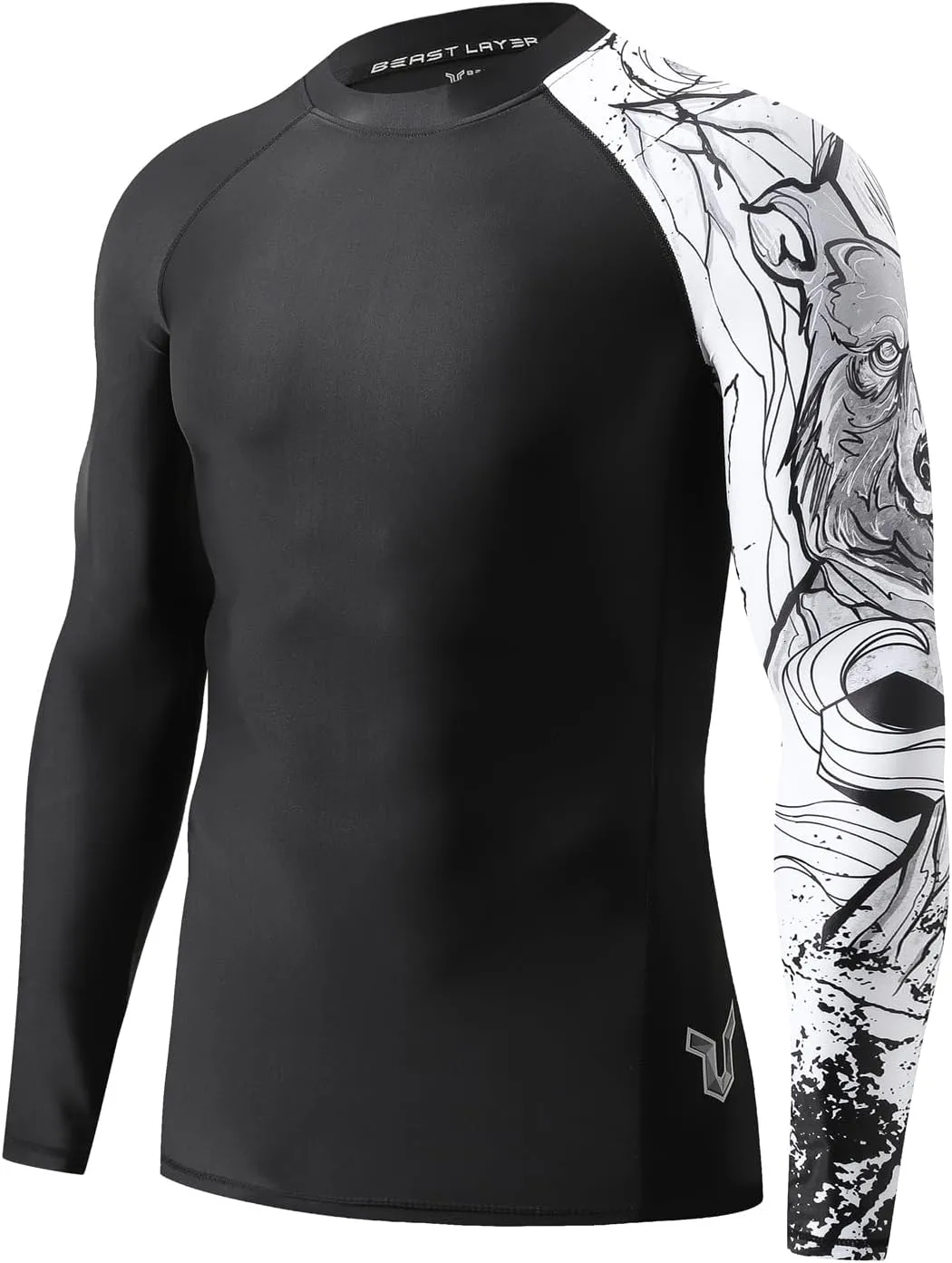 ADOREISM Quick-Dry Men's Long Sleeve Rash Guard UPF 50  Compression Swim Shirt