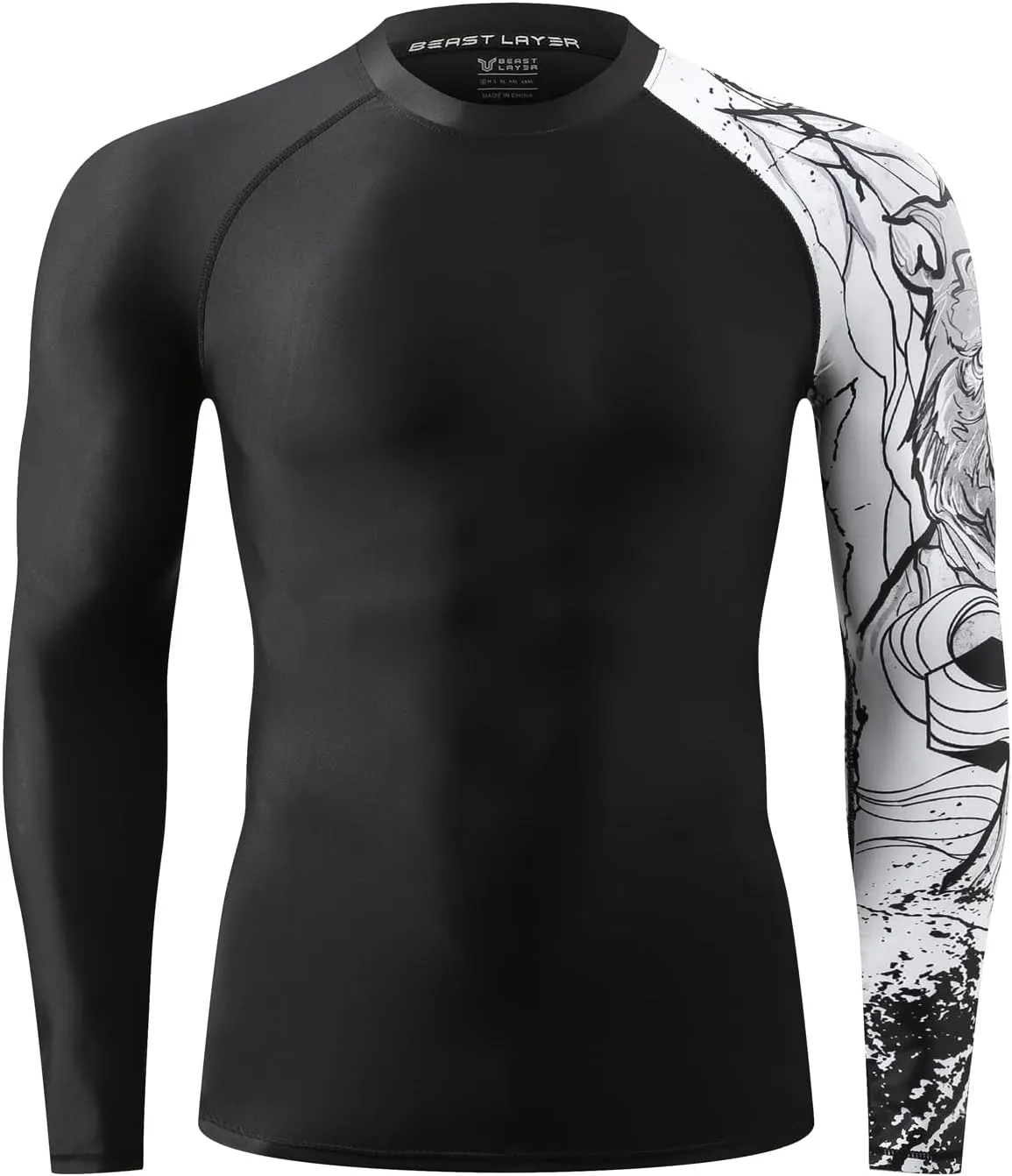 ADOREISM Quick-Dry Men's Long Sleeve Rash Guard UPF 50  Compression Swim Shirt