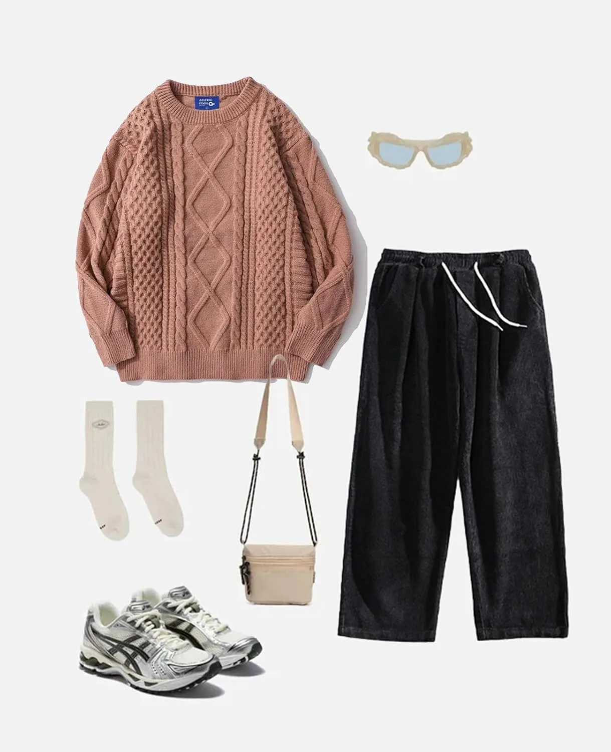 Aelfric Eden Oversized Knit Sweater Solid Vintage Pullover Sweater Unisex Woven Crewneck Knitted Tops