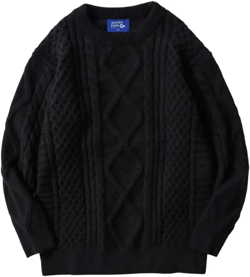 Aelfric Eden Women Sweater Vintage Cable Knit Sweater Casual Oversized Sweater Pullover