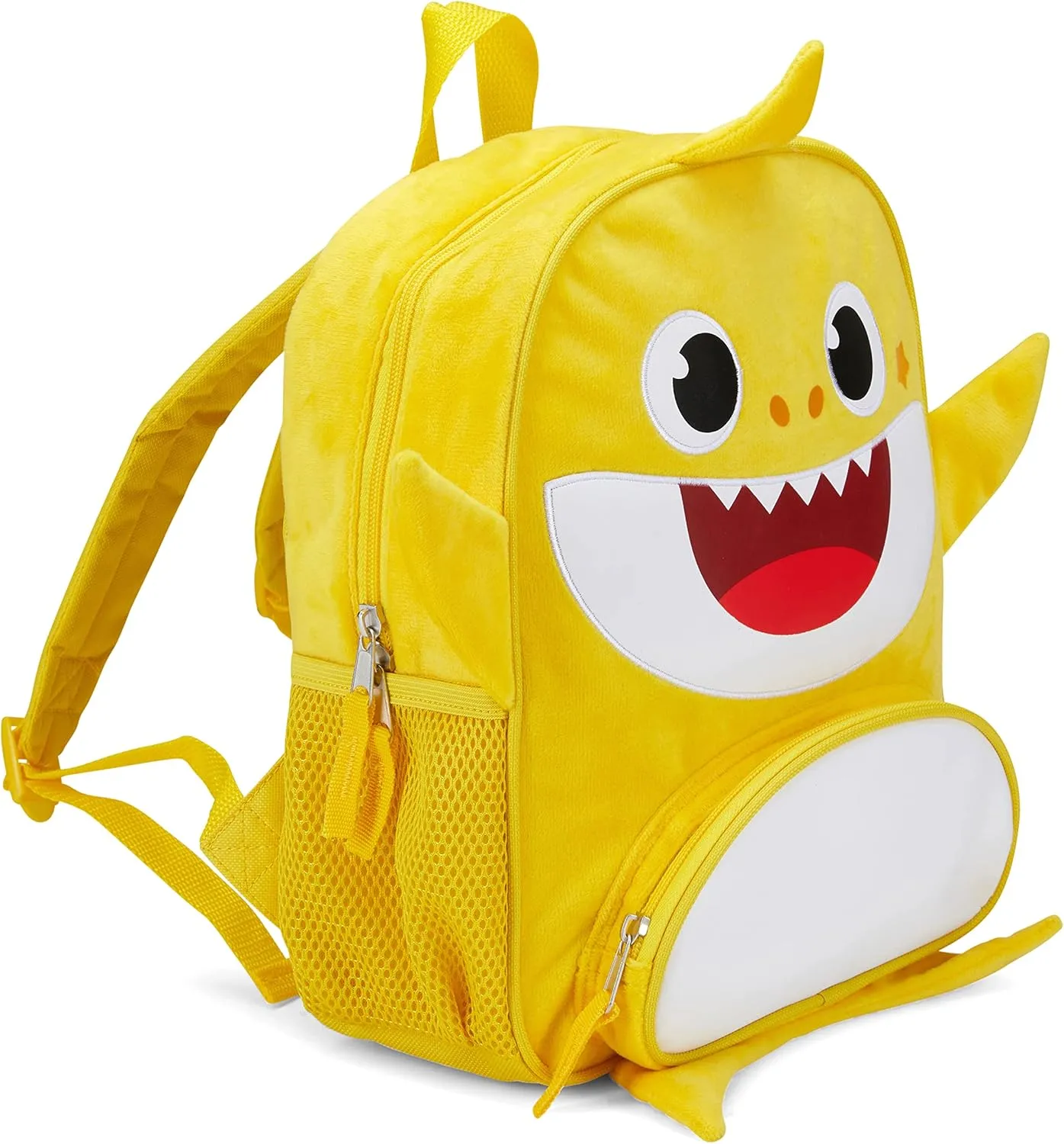 AI ACCESSORY INNOVATIONS Baby Shark 12" Backpack for Girls & Boys, Plush with 3D Fins & Appliques, Adjustable Straps & Padded Back, Lightweight Travel Bag for Kids