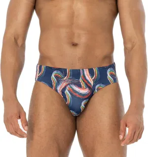 AIMPACT Mens Stripe Swim Briefs Retro Swimwear Sexy Bikini Swimsuit Print Bathing Suit