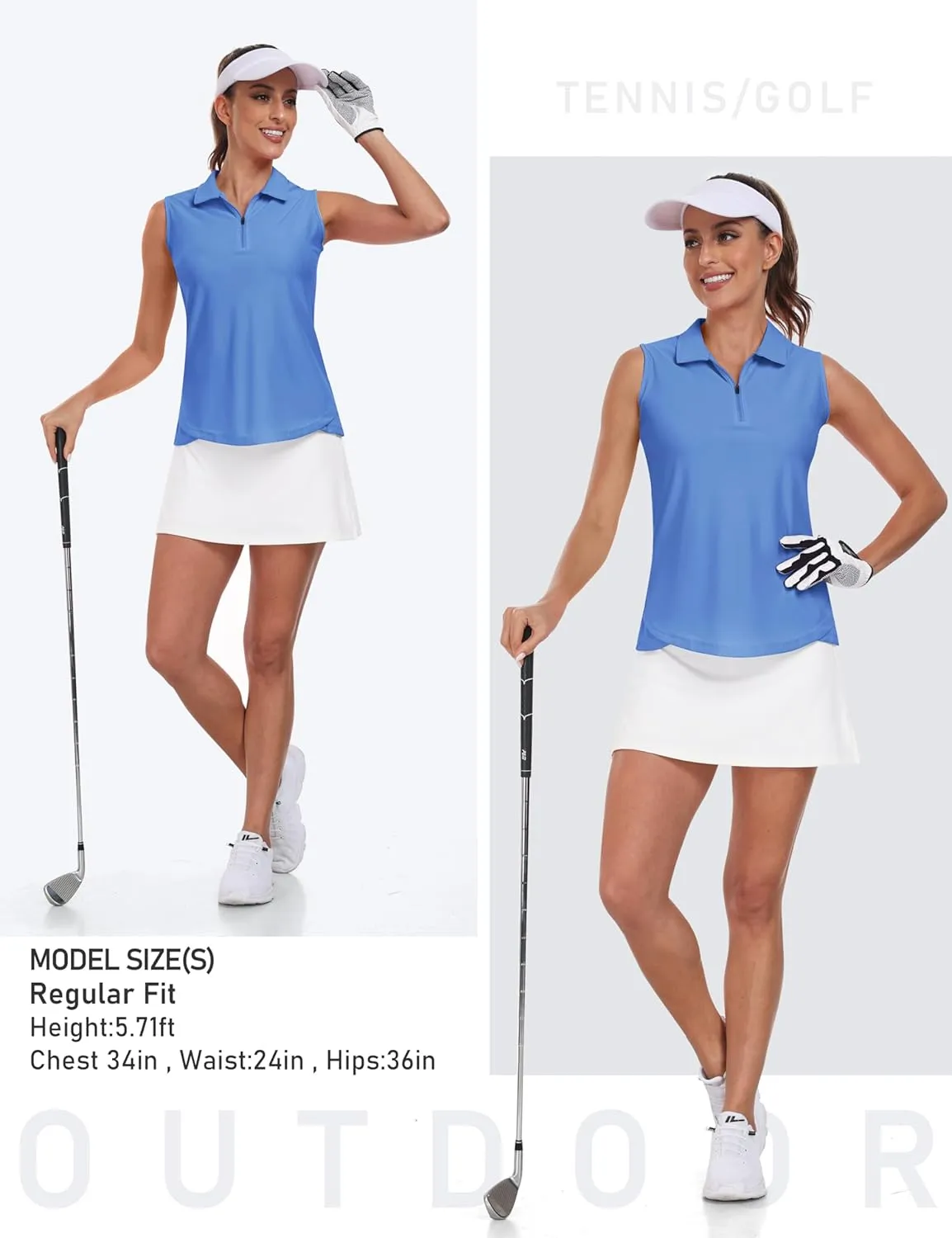 AIRIKE Golf Polo Shirts for Women Sleeveless Summer Sports Athletic Fashionable Workwear-Quick Dry Womens Tank Tops