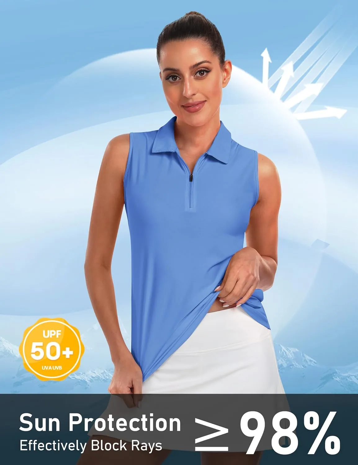 AIRIKE Golf Polo Shirts for Women Sleeveless Summer Sports Athletic Fashionable Workwear-Quick Dry Womens Tank Tops