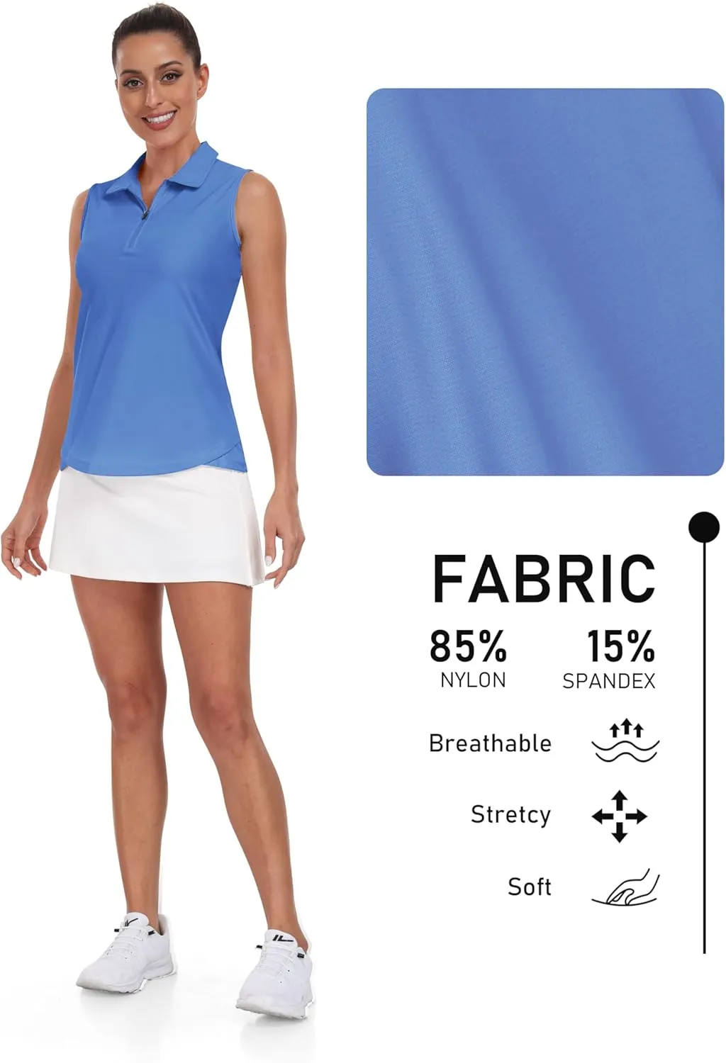 AIRIKE Golf Polo Shirts for Women Sleeveless Summer Sports Athletic Fashionable Workwear-Quick Dry Womens Tank Tops