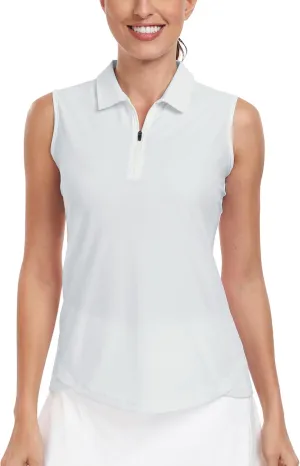 AIRIKE Golf Polo Shirts for Women Sleeveless Summer Sports Athletic Fashionable Workwear-Quick Dry Womens Tank Tops