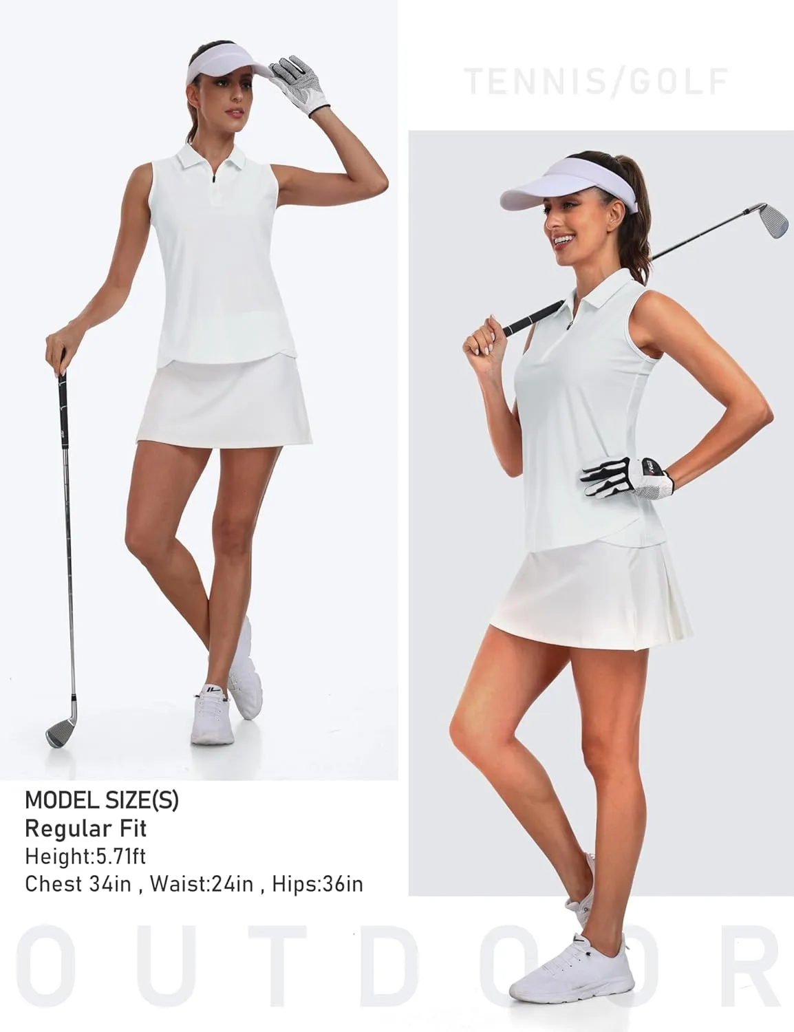 AIRIKE Golf Polo Shirts for Women Sleeveless Summer Sports Athletic Fashionable Workwear-Quick Dry Womens Tank Tops