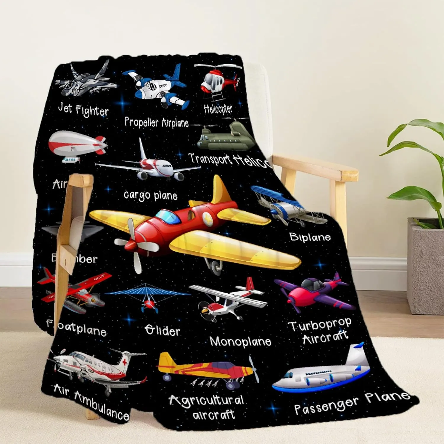 Airplane Throw Blanket, Airplane Gifts for Boys Girls Adults, Aircraft Throw, Plush Cozy Lightweight Flannel Quilts for Bedroom Sofa Couch Living Room Decoration, 40"x50" for Kids