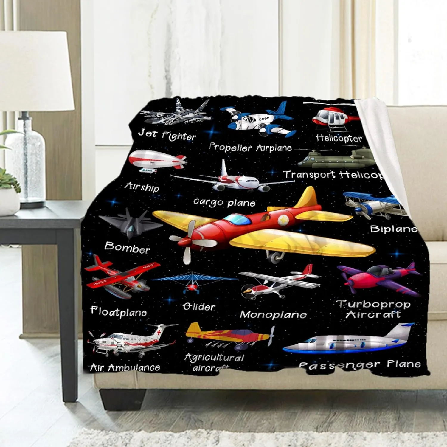 Airplane Throw Blanket, Airplane Gifts for Boys Girls Adults, Aircraft Throw, Plush Cozy Lightweight Flannel Quilts for Bedroom Sofa Couch Living Room Decoration, 40"x50" for Kids