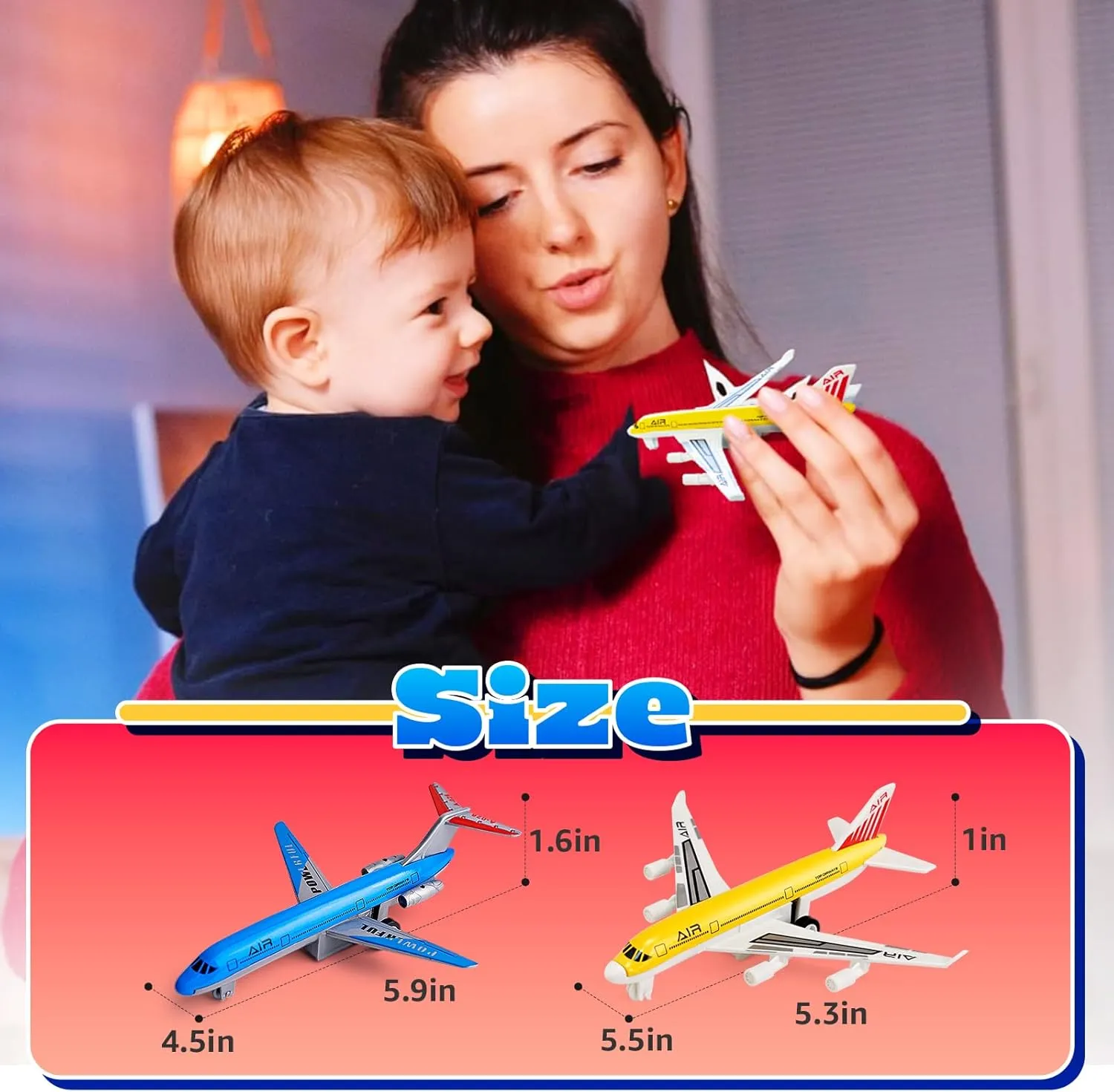 Airplane Toys, Metal and Plastic Plane Pull Back Airplane Toys for 3 Years Old Boys Girls, Die Cast Aircraft Plane Models, Kids' Play Vehicles Aeroplane Airplanes for Birthday Gifts (AirplaneToys6P)