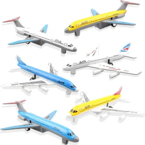 Airplane Toys, Metal and Plastic Plane Pull Back Airplane Toys for 3 Years Old Boys Girls, Die Cast Aircraft Plane Models, Kids' Play Vehicles Aeroplane Airplanes for Birthday Gifts (AirplaneToys6P)