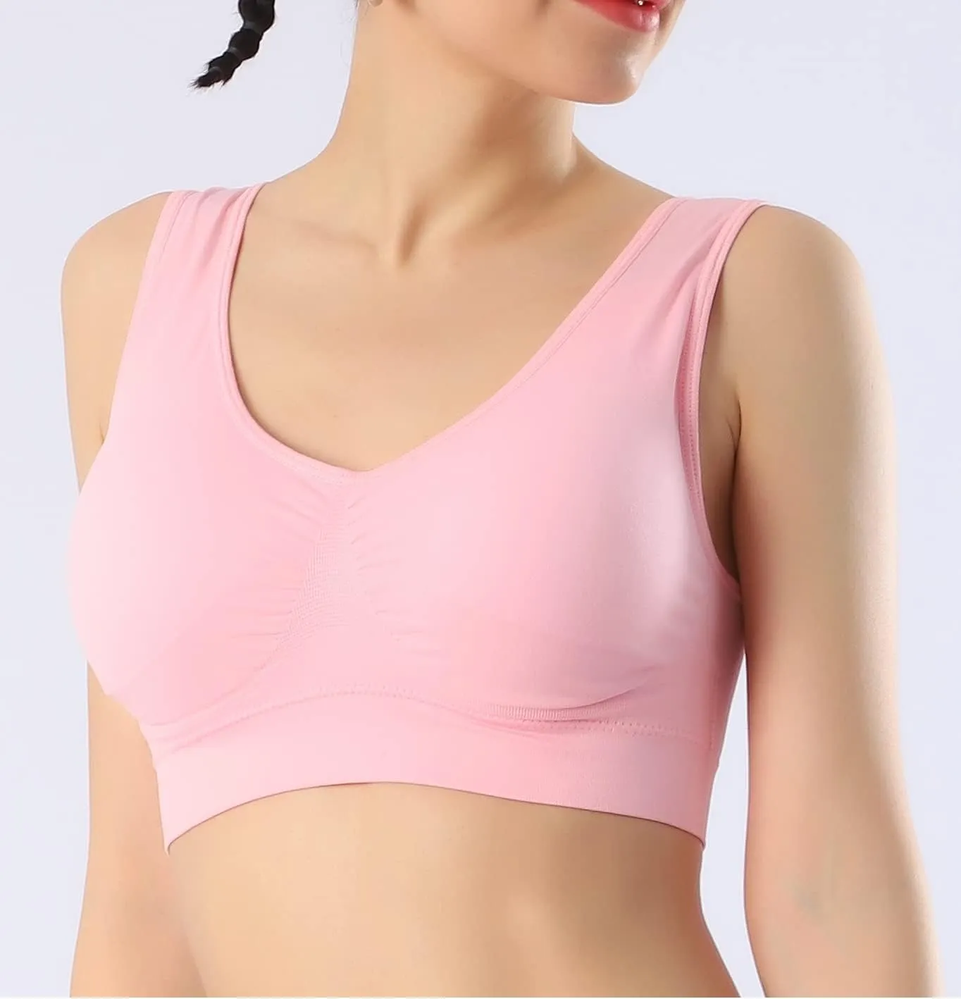 AKAMC Women's Sports Bra Wireless Post-Surgery Bra Active Yoga Sports Bras
