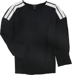 Alfani Womens Shoulder Stripe Pullover Blouse, Black, Large