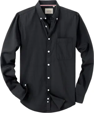 Alimens & Gentle Mens Solid Oxford Shirt Long Sleeve Dress Shirt Work Casual Button Down Shirts with Pocket