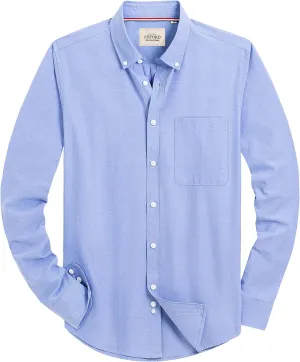 Alimens & Gentle Mens Solid Oxford Shirt Long Sleeve Dress Shirt Work Casual Button Down Shirts with Pocket