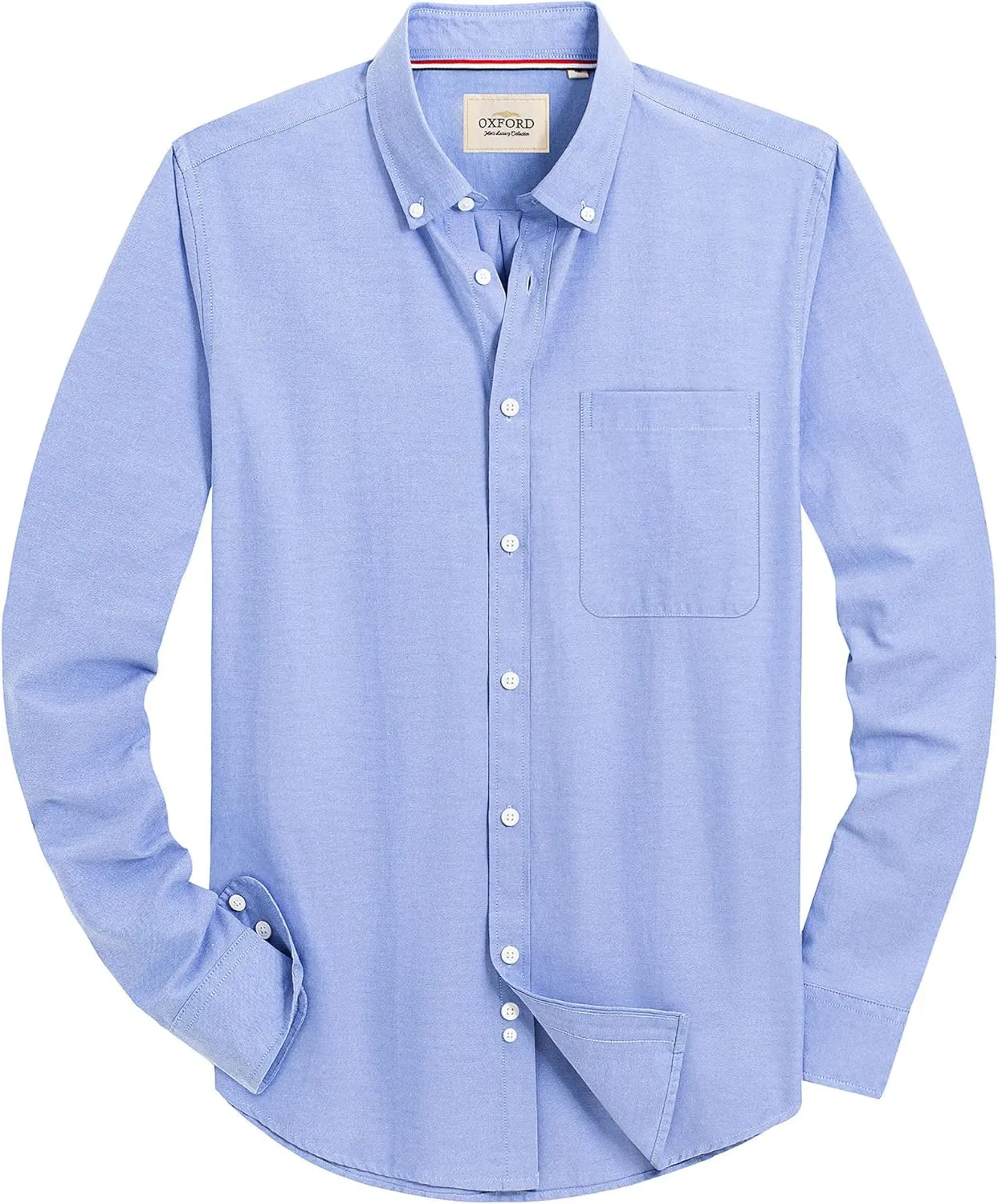 Alimens & Gentle Mens Solid Oxford Shirt Long Sleeve Dress Shirt Work Casual Button Down Shirts with Pocket