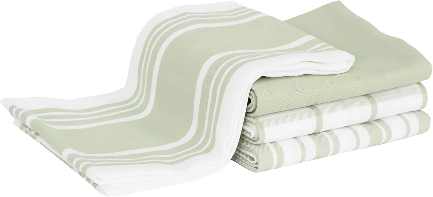 All-Clad Woven Bistro Kitchen Towels: Highly Absorbent, Super Soft Long Lasting - 100% Cotton, 20"x30" Dish Towels for Cleaning & Drying Dishes, Pans, Glassware, or Countertops, (4-Pack), Fennel