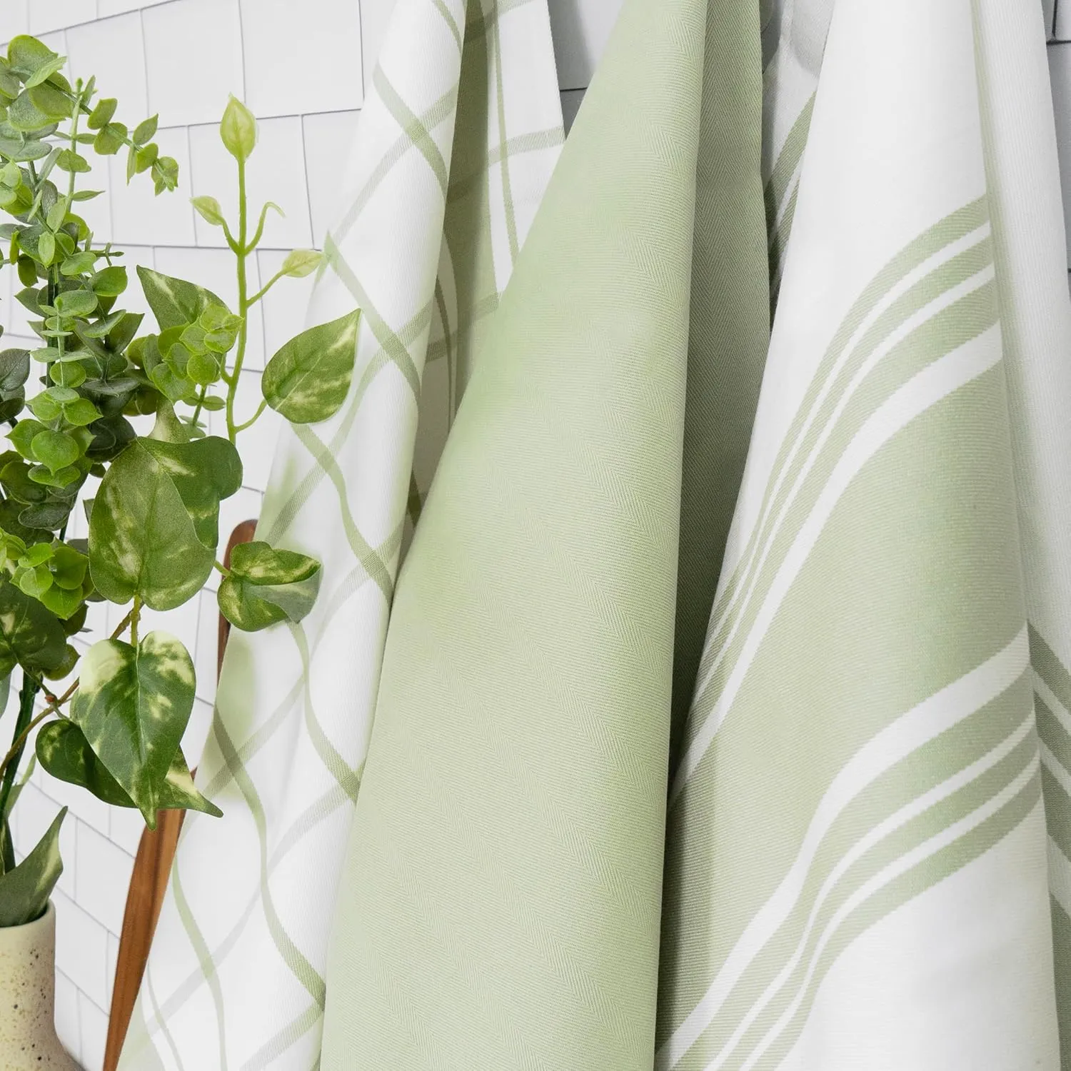 All-Clad Woven Bistro Kitchen Towels: Highly Absorbent, Super Soft Long Lasting - 100% Cotton, 20"x30" Dish Towels for Cleaning & Drying Dishes, Pans, Glassware, or Countertops, (4-Pack), Fennel