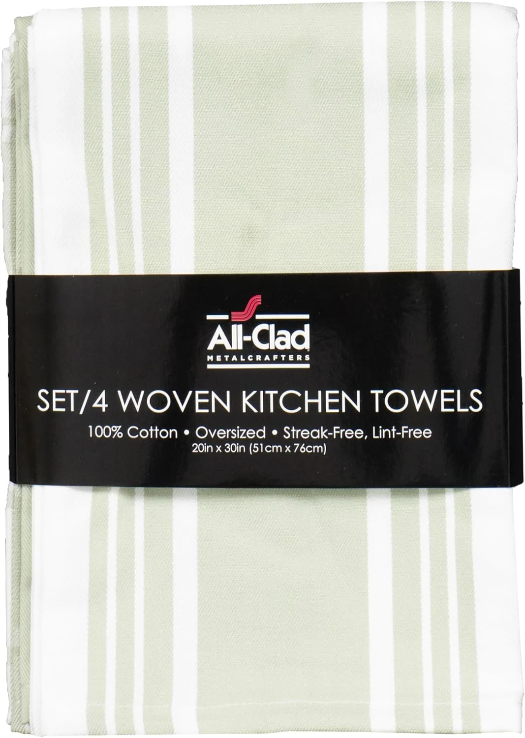 All-Clad Woven Bistro Kitchen Towels: Highly Absorbent, Super Soft Long Lasting - 100% Cotton, 20"x30" Dish Towels for Cleaning & Drying Dishes, Pans, Glassware, or Countertops, (4-Pack), Fennel