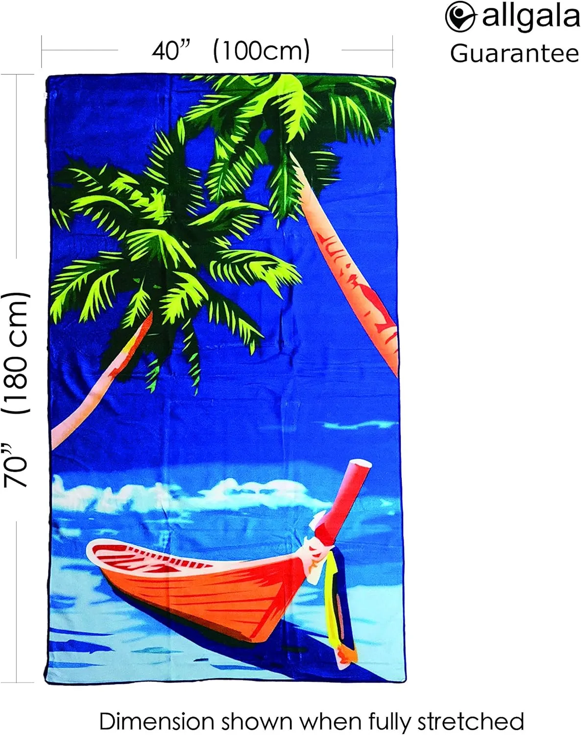 allgala Microfiber Beach Towel | Packable Beach Towel for Family | Quick Dry, Lightweight, Super Absorbent | Perfect for Beach, Pool, and Camping | Oversize 40"x70" - Boat
