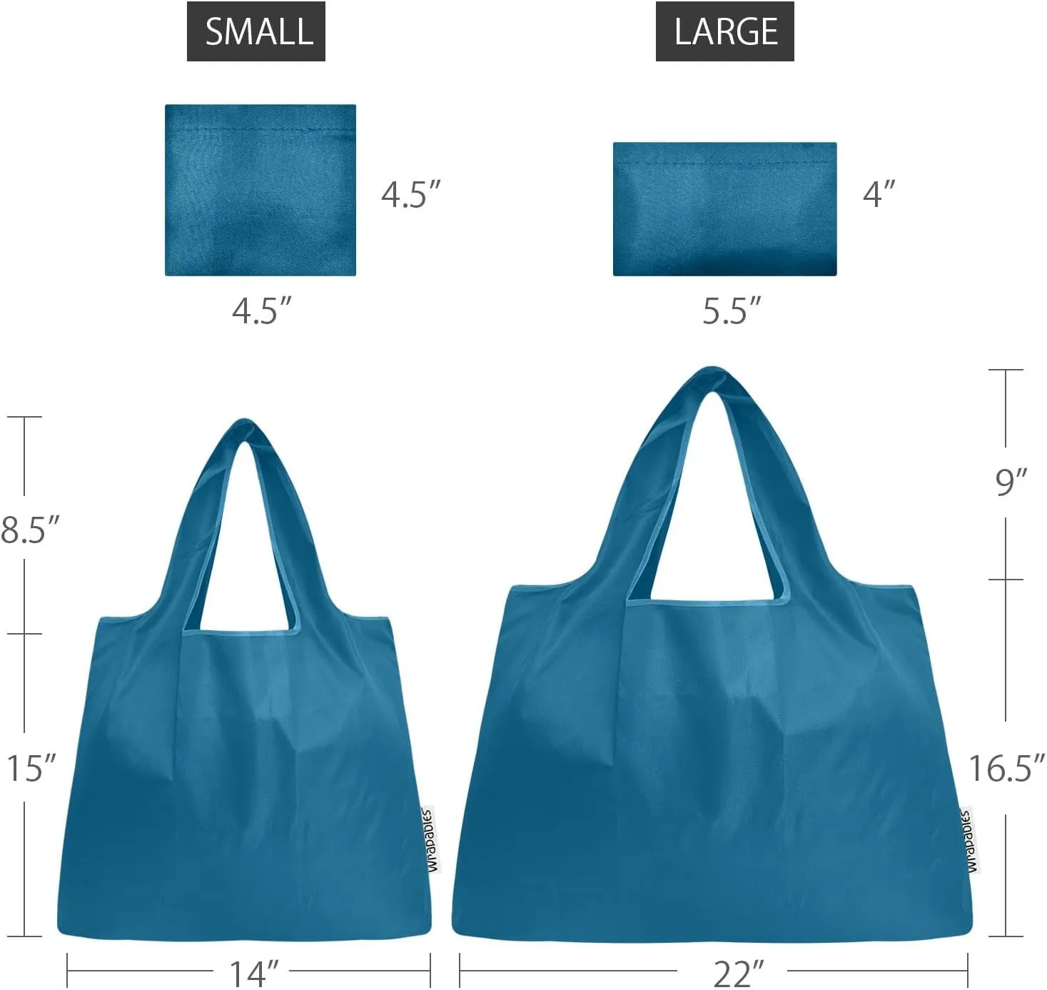 allydrew Large & Small Foldable Tote Nylon Reusable Grocery Bags, Set of 2