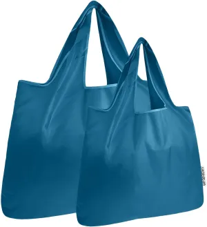 allydrew Large & Small Foldable Tote Nylon Reusable Grocery Bags, Set of 2