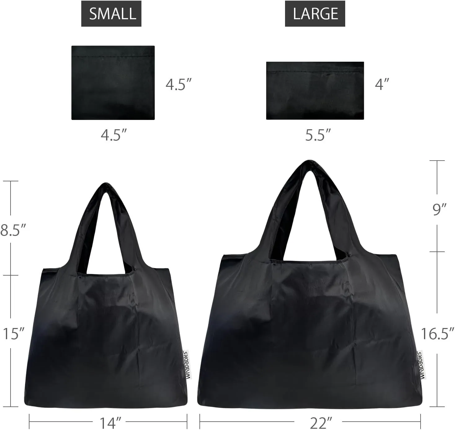 allydrew Large & Small Foldable Tote Nylon Reusable Grocery Bags, Set of 2