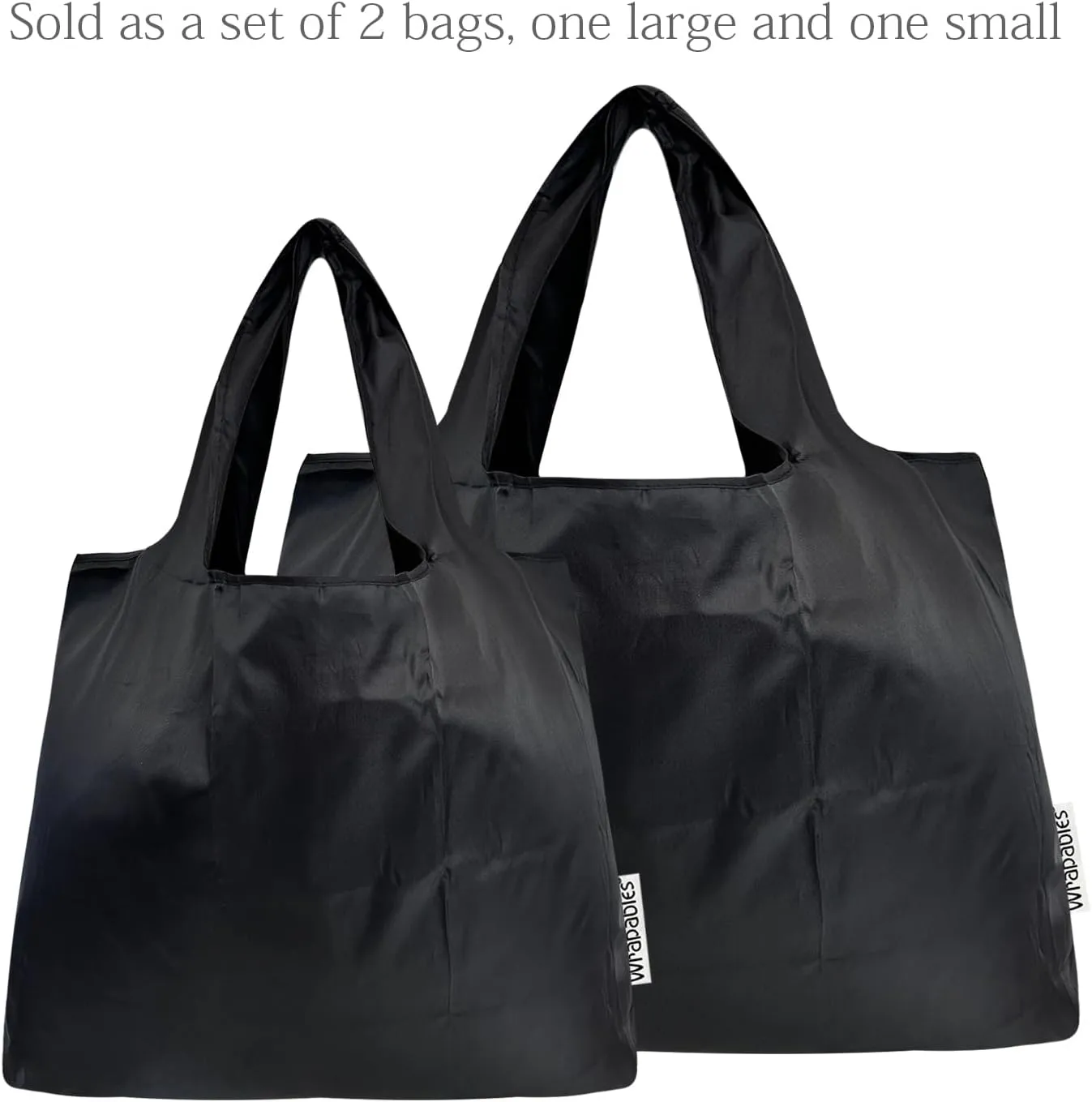 allydrew Large & Small Foldable Tote Nylon Reusable Grocery Bags, Set of 2