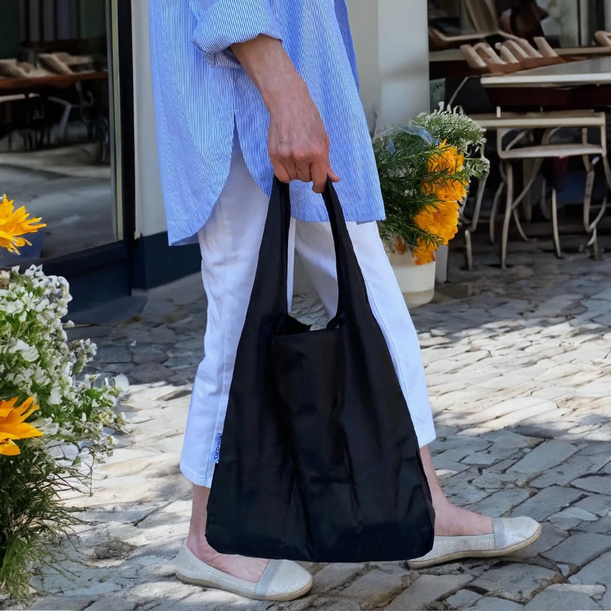 allydrew Large & Small Foldable Tote Nylon Reusable Grocery Bags, Set of 2