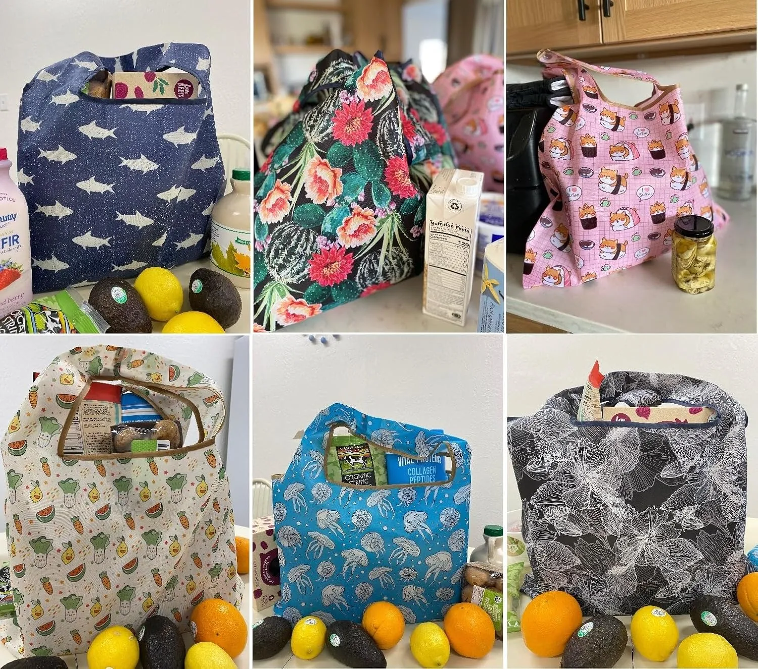 allydrew Large Foldable Tote Nylon Reusable Grocery Bags