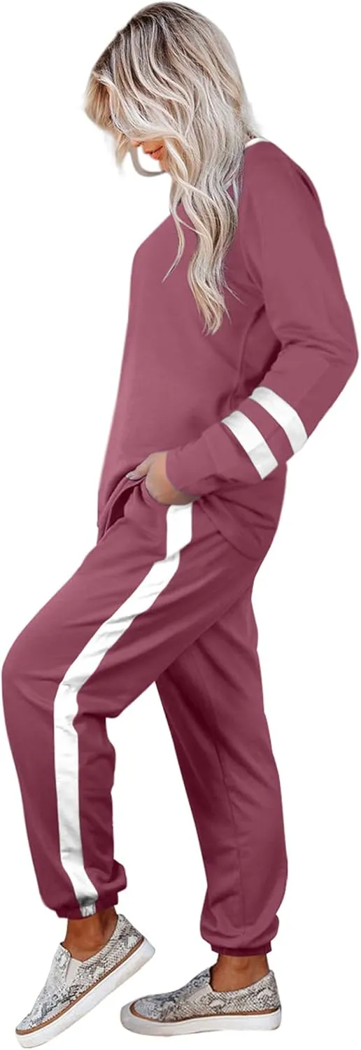Aloodor Sweatsuit for Women 2 Piece Outfits for Womens Crewneck Sweatshirts Pullover