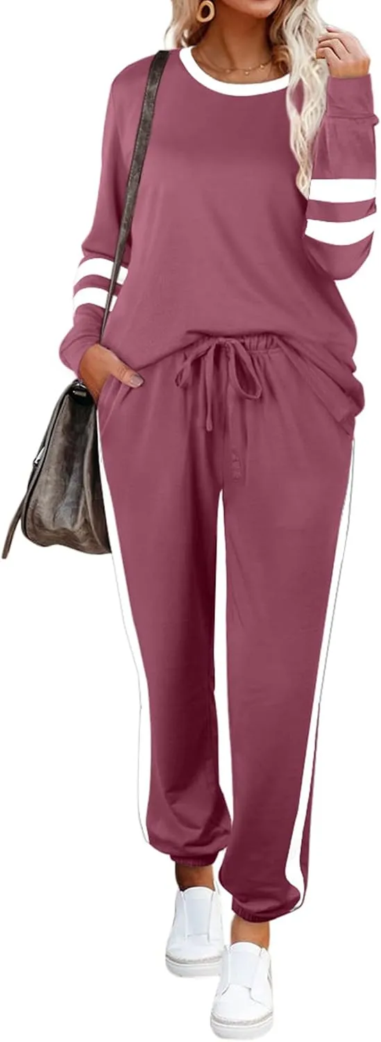Aloodor Sweatsuit for Women 2 Piece Outfits for Womens Crewneck Sweatshirts Pullover