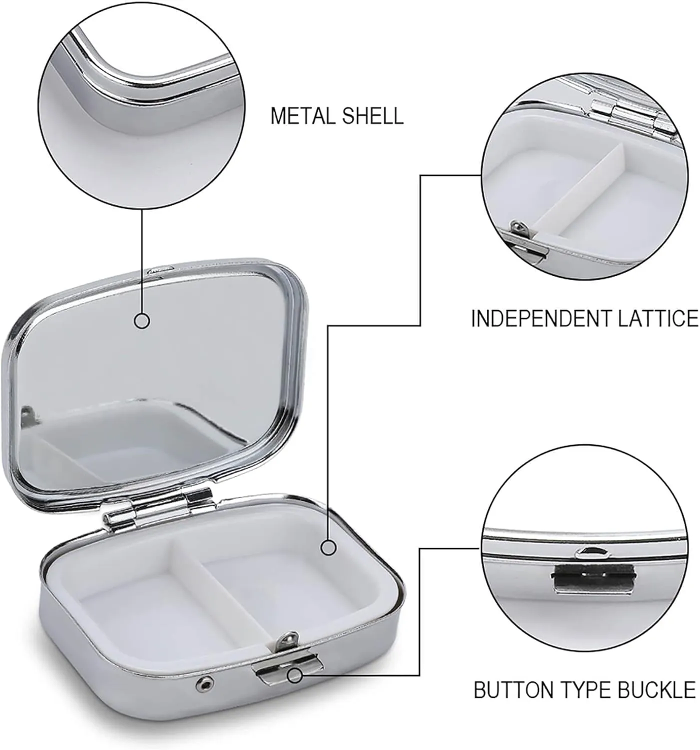 Alpines Mastiff Vintage Print 2 Compartment Pill Box for Travel Fish Oil & Supplement Holder