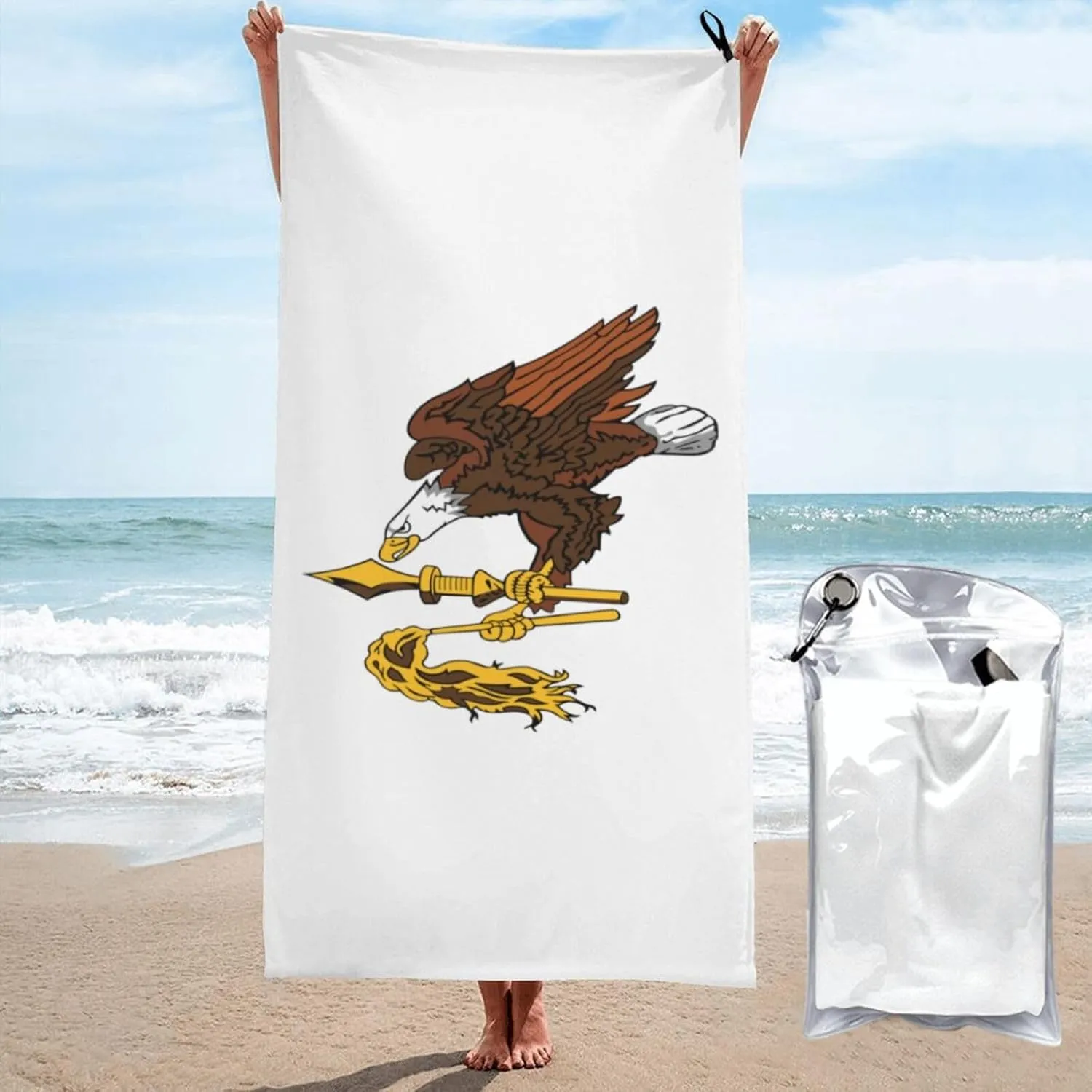 American Samoa Flag Emblem Beach Towel with Travel Bag 31.5"x63" Quick Dry Sand Free Lightweight Large Oversized Towels Light Vacation Essentials