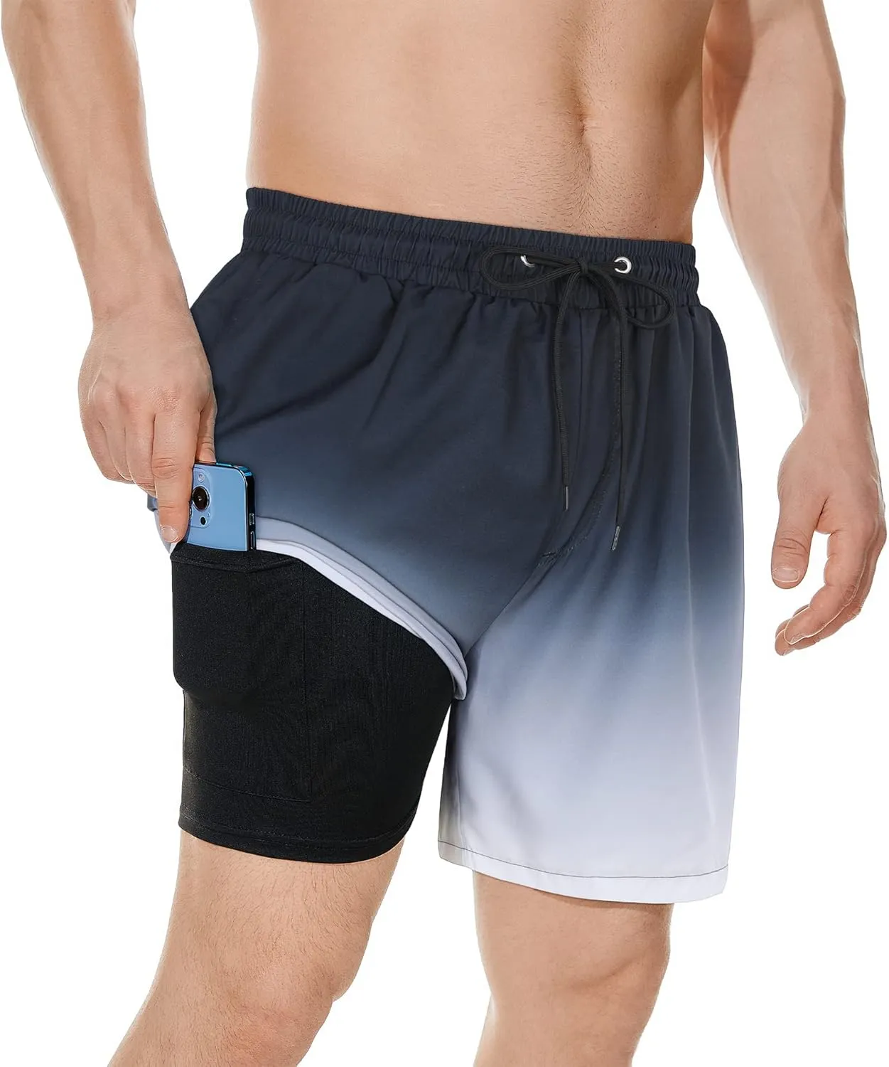 American Trends Men's Swim Trunks Board Shorts Quick Dry Mens Swimming Trunks with Compression Liner
