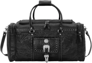 American West Leather Retro Romance Rodeo Bag - Western Duffel Bag (Black)