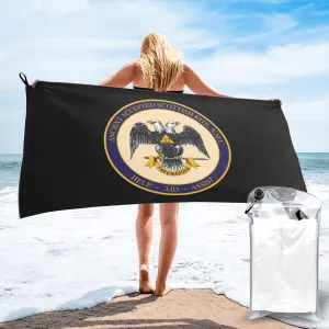 Ancient Accepted Scottish Rite Masonic Beach Towel Quick Dry Sand Free Lightweight Large 31.5"x63" with Travel Bag - Vacation Essentials Bath Towel for Pool, Summer