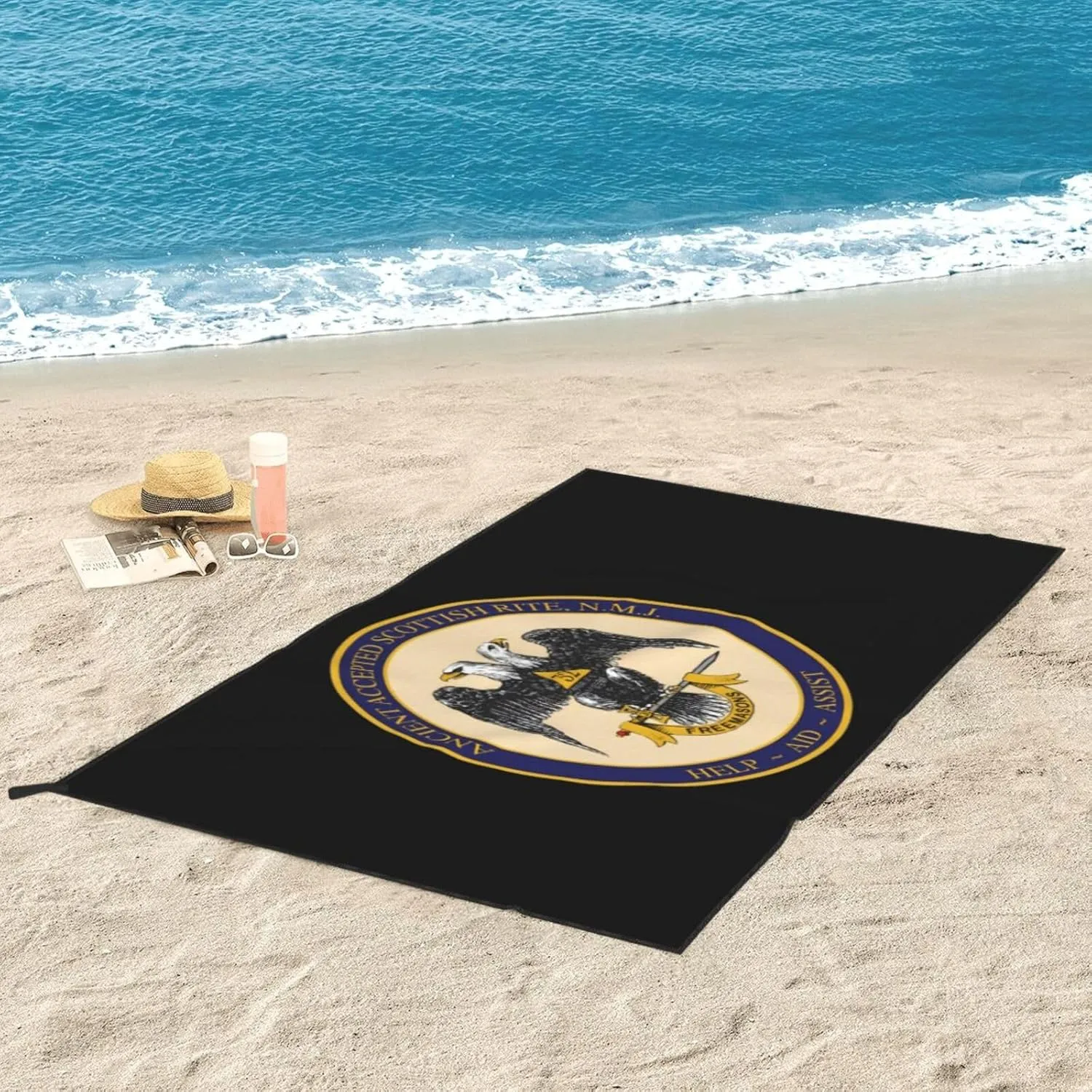 Ancient Accepted Scottish Rite Masonic Beach Towel Quick Dry Sand Free Lightweight Large 31.5"x63" with Travel Bag - Vacation Essentials Bath Towel for Pool, Summer