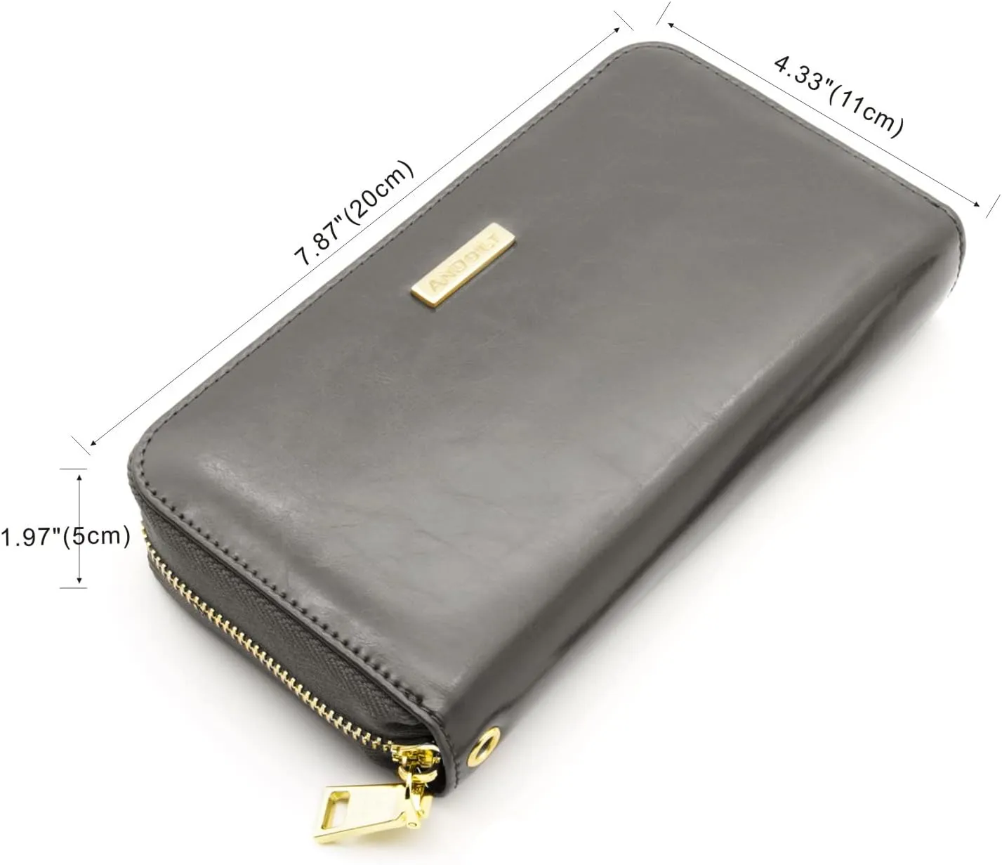 ANDOILT Genuine Leather Wallet for Women Men RFID Blocking Credit Card Holder Zipper Purse Cell Phone Handbag