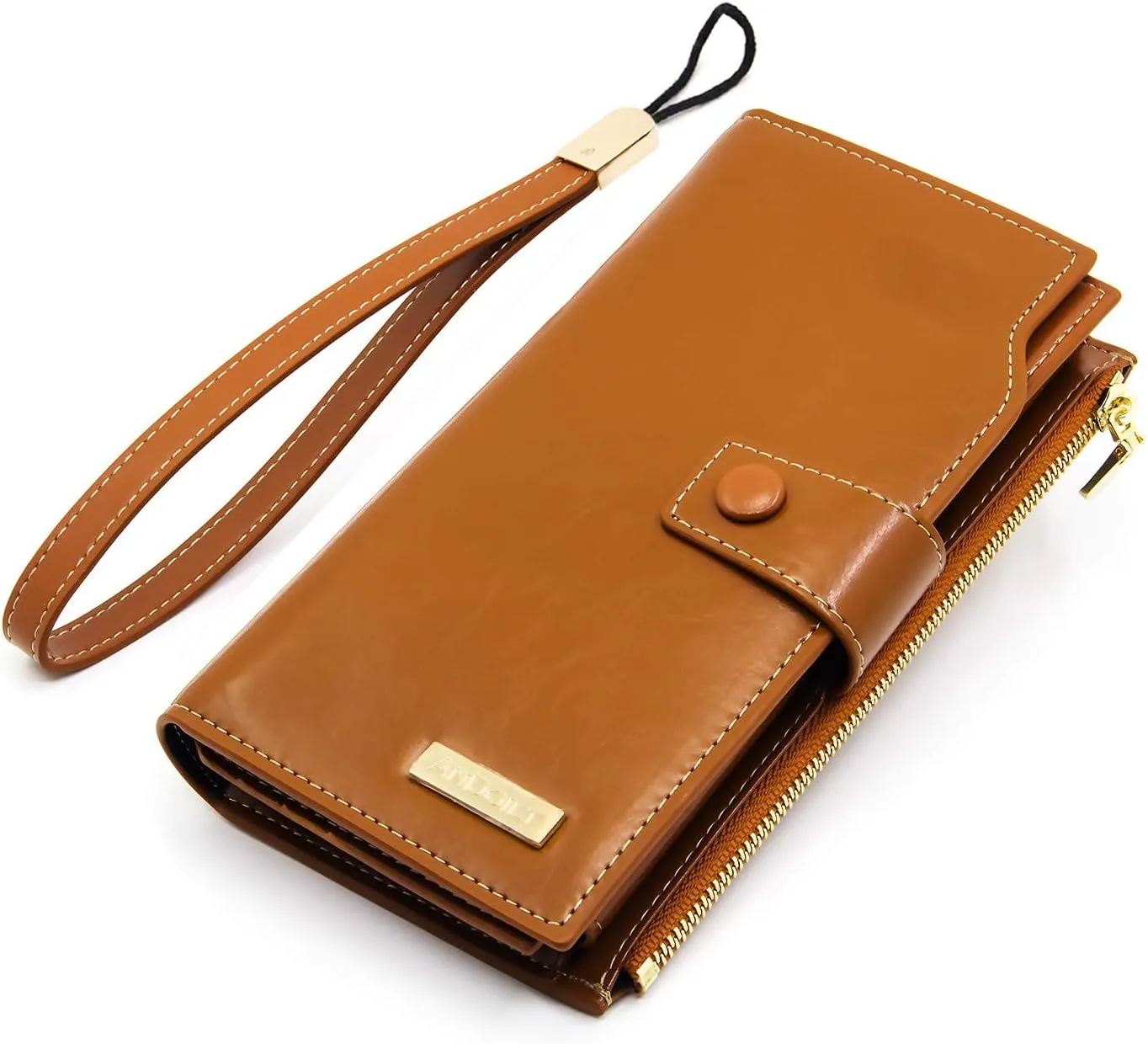 ANDOILT Women's RFID Blocking Large Capacity Luxury Wax Genuine Leather Clutch Wallet Card Holder Organizer Ladies Purse