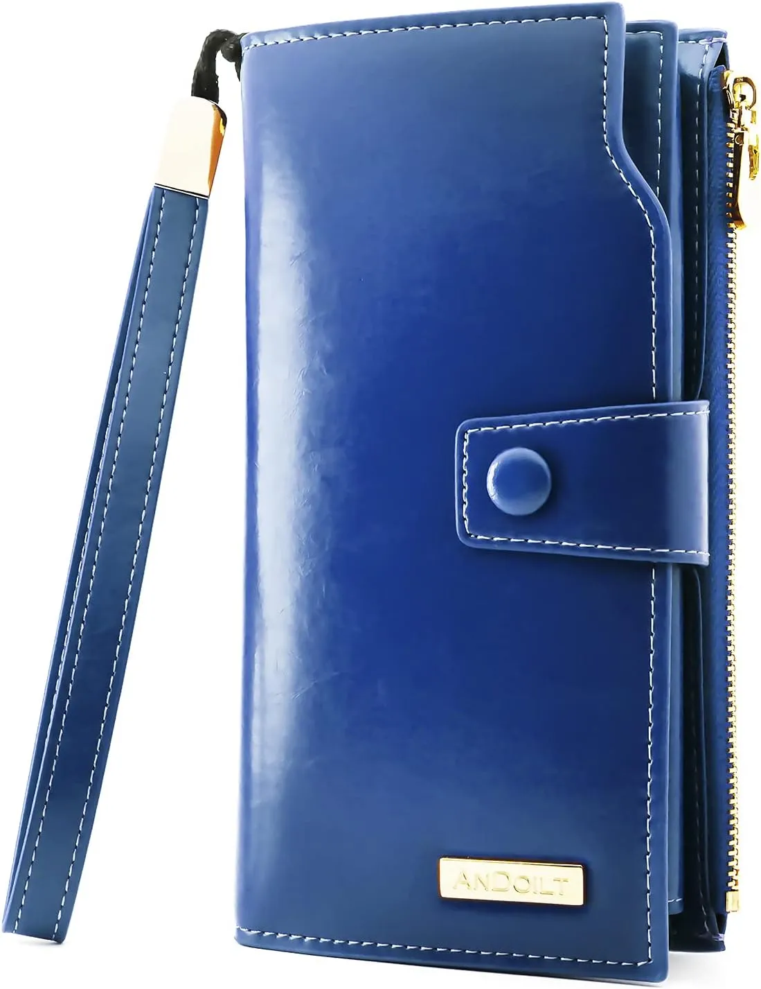 ANDOILT Women's RFID Blocking Large Capacity Luxury Wax Genuine Leather Clutch Wallet Card Holder Organizer Ladies Purse