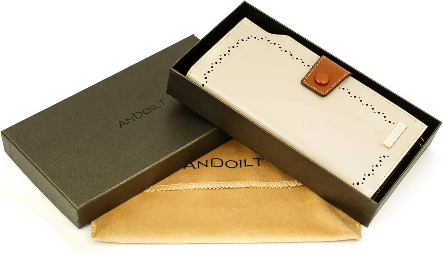 ANDOILT Women's RFID Blocking Large Capacity Luxury Wax Genuine Leather Clutch Wallet Card Holder Organizer Ladies Purse