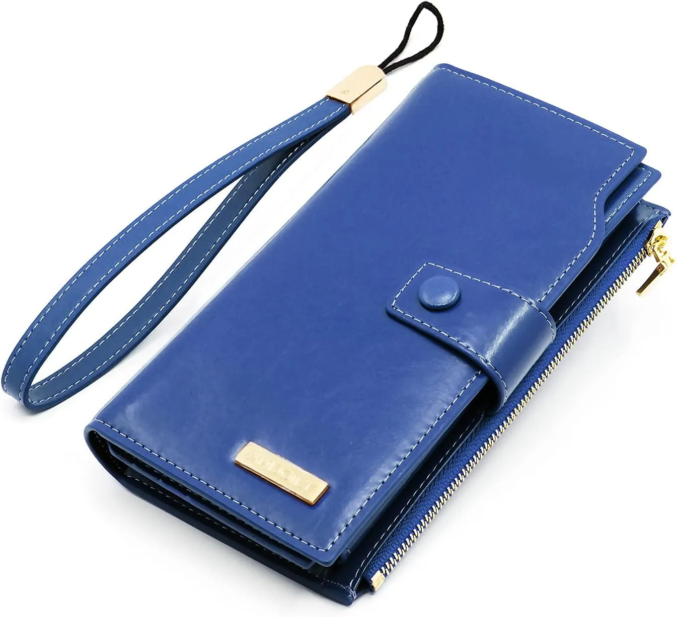 ANDOILT Women's RFID Blocking Large Capacity Luxury Wax Genuine Leather Clutch Wallet Card Holder Organizer Ladies Purse
