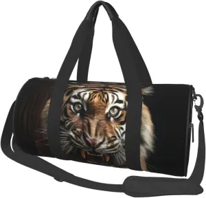 Animal Angry Tiger Travel Bag for Women & Men, Large Capacity Duffle Bag with Detachable Shoulder Strap, Waterproof Overnight Weekender Bag for Gym Business Vacation Short Trips