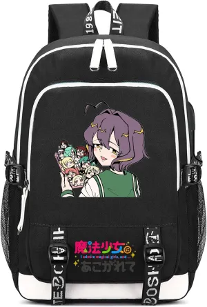 Anime Gushing Over Magical Girls Backpack Daypack School Bag with USB port and Headphone Jack 2