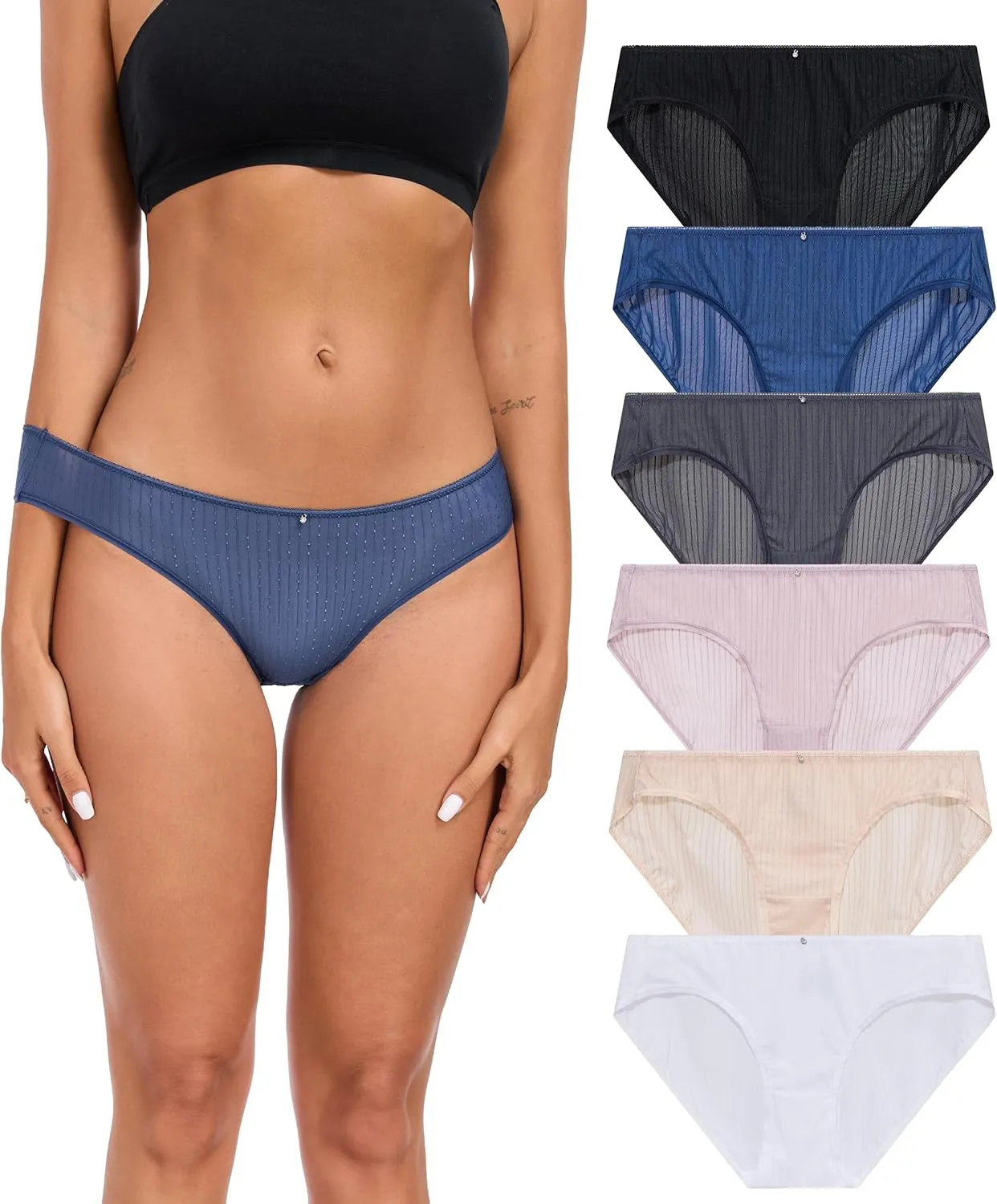 ANLIQI Quick Dry Underwear for Women Travel Panties Pack Nylon Hipster Panty Soft&Lightweight Bikini Brief Stay Fresh Undies