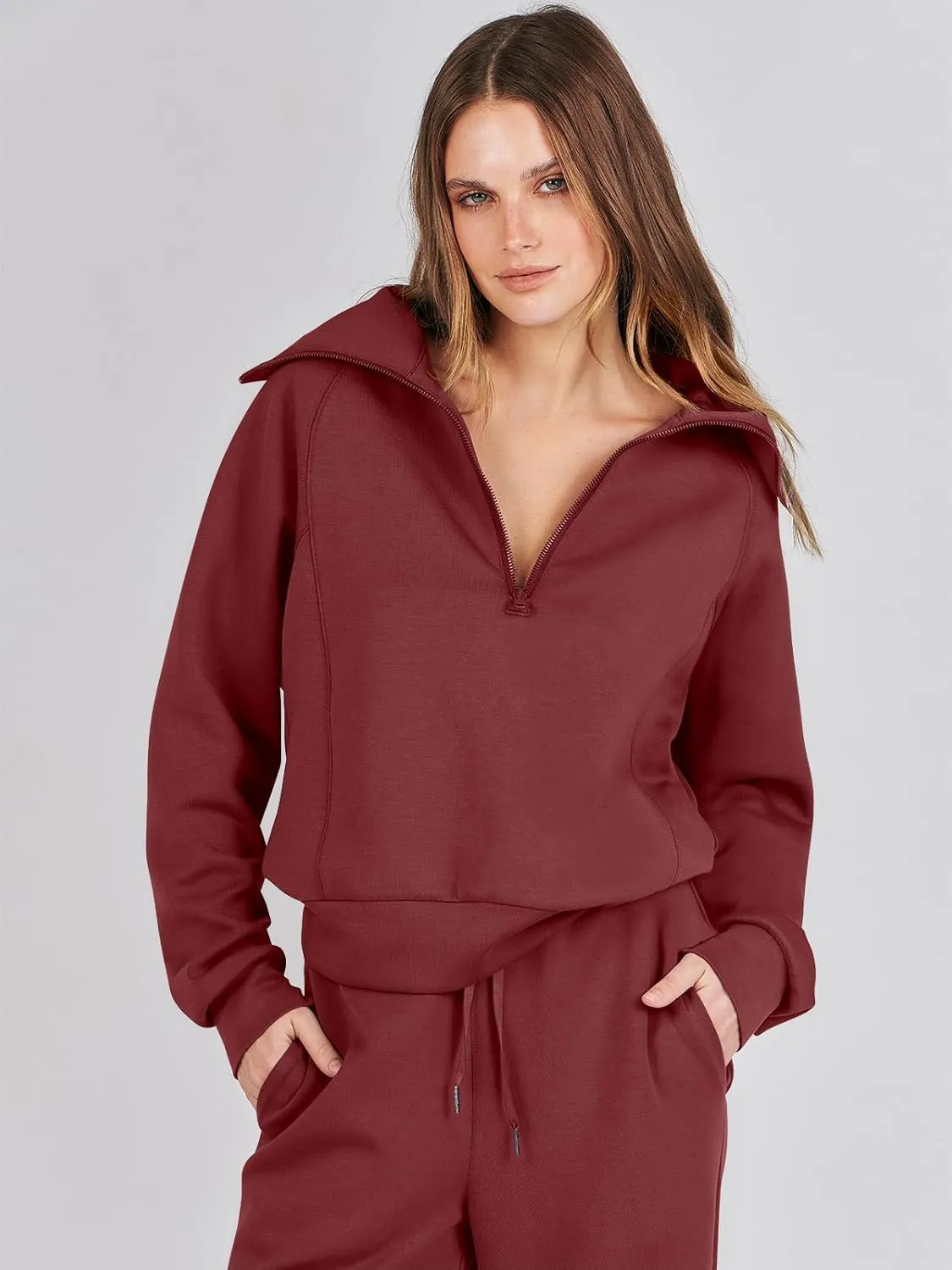 ANRABESS Women 2 Piece Outfits Sweatsuit Oversized Sweatshirt Sweatpants Tracksuit Sweat Lounge Matching Set 2025 Fall Trendy